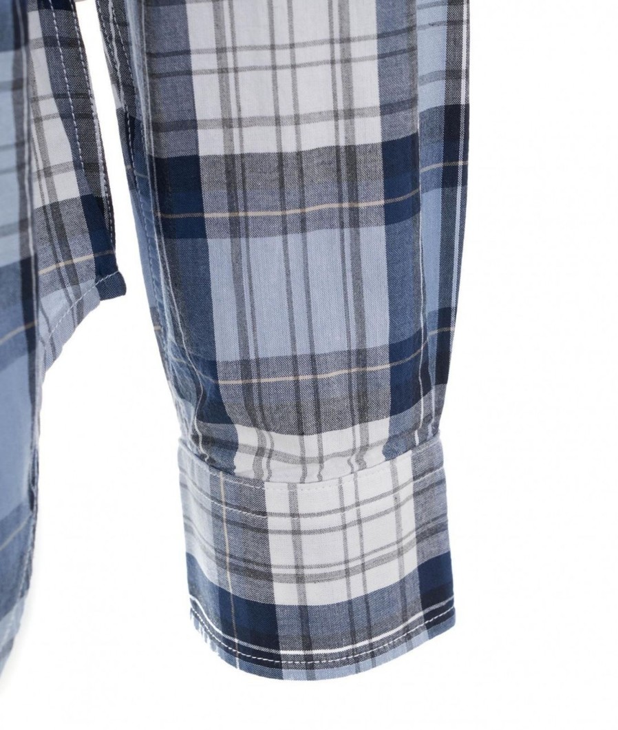 Woolrich Camicia Madras Bu Blu Best