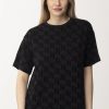 Elisabetta Franchi T-Shirt Con Stampa Logo Flock Nero New