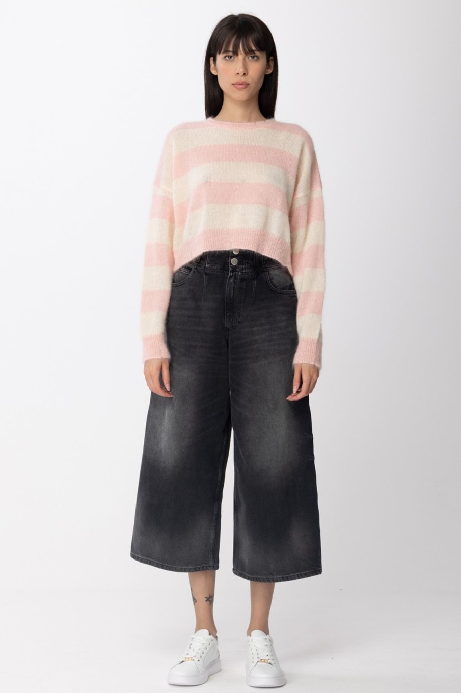 Aniye By Maglia Crop A Righe Pink- Stripes Wholesale