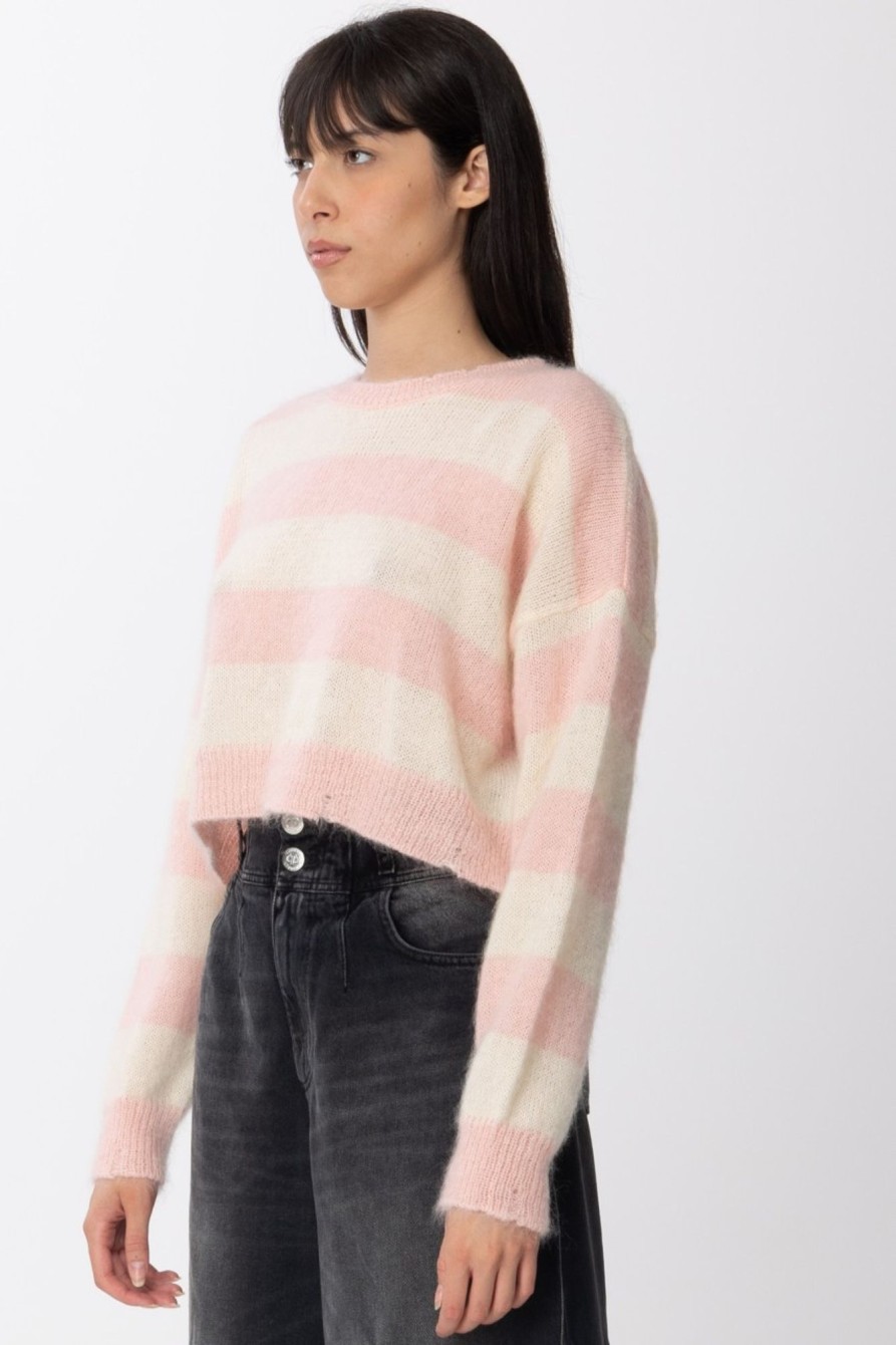 Aniye By Maglia Crop A Righe Pink- Stripes Wholesale