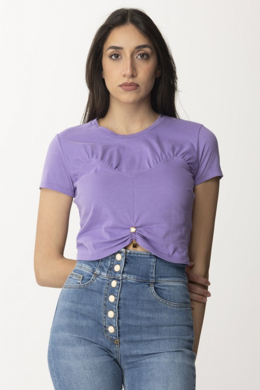 Elisabetta Franchi T-Shirt Con Arriccio Iris Wholesale