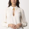 Elisabetta Franchi Camicia Con Accessorio Al Collo E Scollo Sul Retro Burro Online