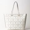 Twin-Set Borsa Tote Con Logo Traforato Bianco Ottico Clearance