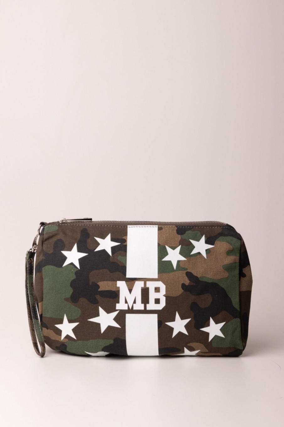 MIA BAG Pochette In Canvas Con Stampa Stelle Camouflage Camouflage - Banda Bianca E Stelle Online