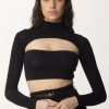 Elisabetta Franchi Maglia Crop Con Cut-Out Nero Online