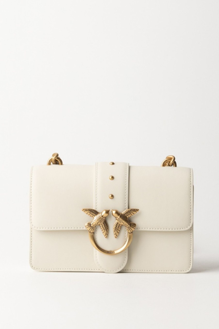 Pinko Love Bag Classic Mini Bianco Seta-Antique Gold Best