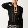 Elisabetta Franchi Maglia A Coste Con Scollatura Criss Cross Nero Online