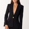 Elisabetta Franchi Giacca In Cr00Eape Con Bottone Gioiello Nero Wholesale