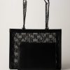 Elisabetta Franchi Shopper Grande In Rete Flock Nero Clearance