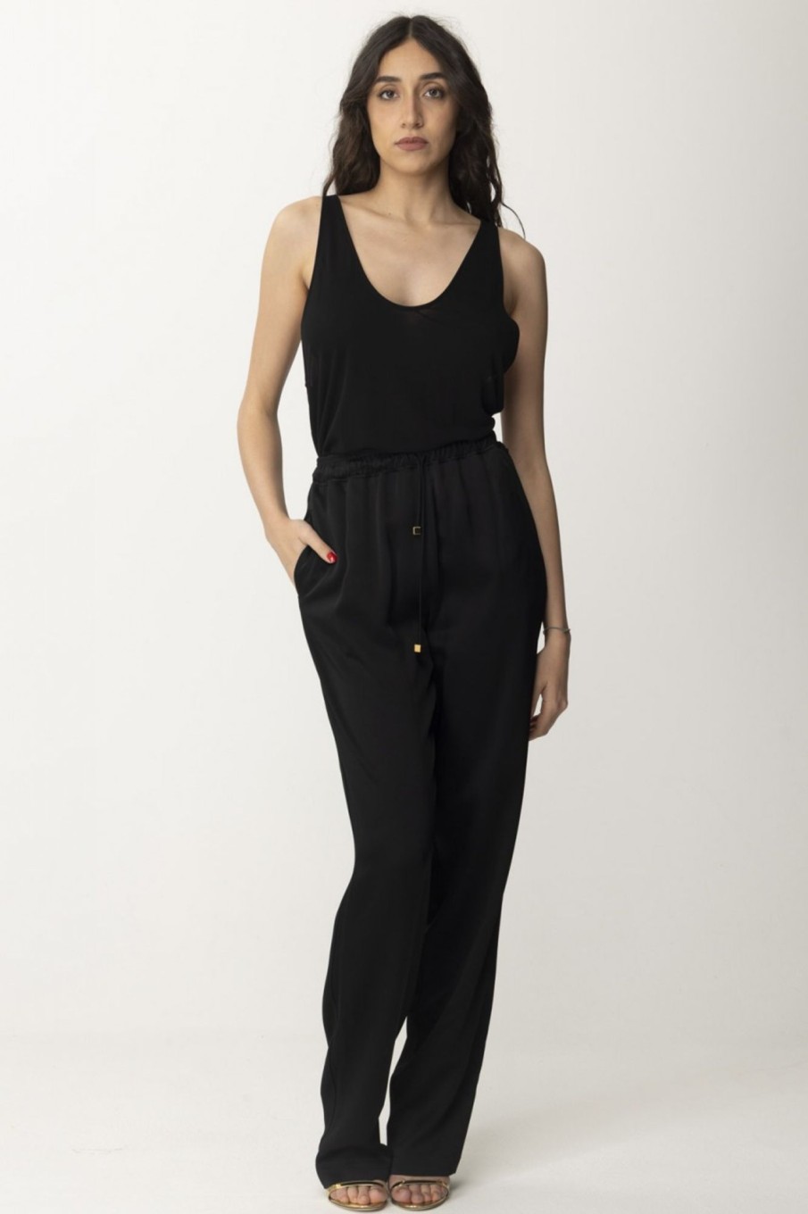 Elisabetta Franchi Pantalone Jogger In Cr00Eape Nero Clearance