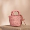 Manebi Mini Borsa A Mano In Rafia Pink Clearance