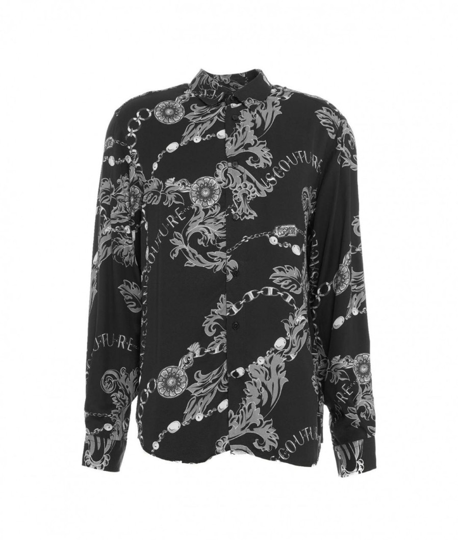 Versace Camicia Con Stampa Nero New