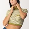 Elisabetta Franchi Maglia Crop In Principe Di Galles Olive Oil/Burro New