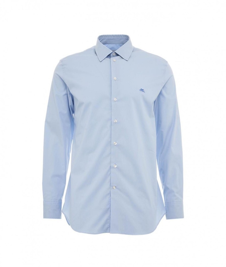 etro Camicia Con Logo Azzurro Best