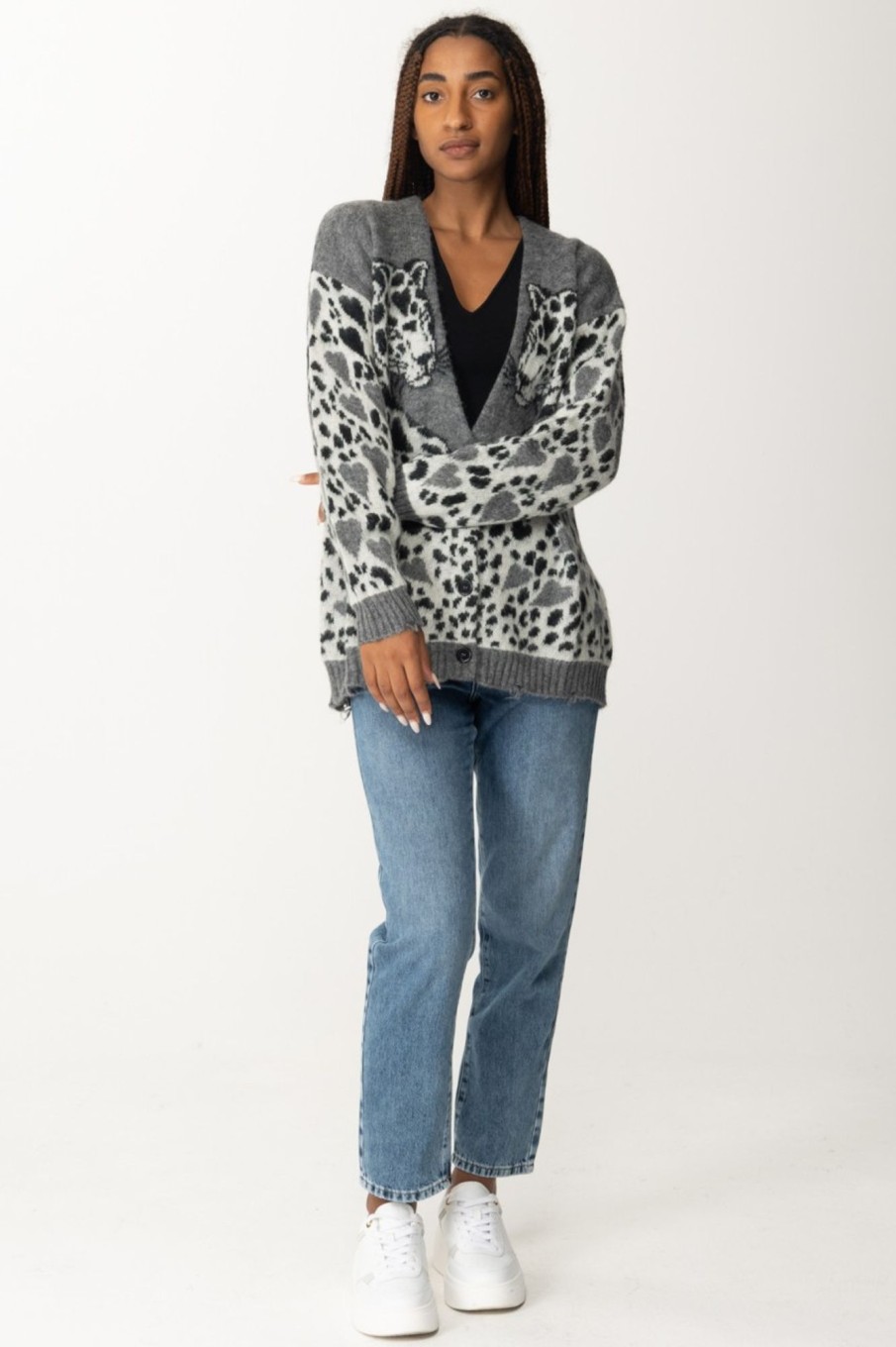 Aniye By Cardigan Leopard Gray Leo Hot