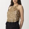 Elisabetta Franchi Crop Top Con Frange Di Perline Gold New