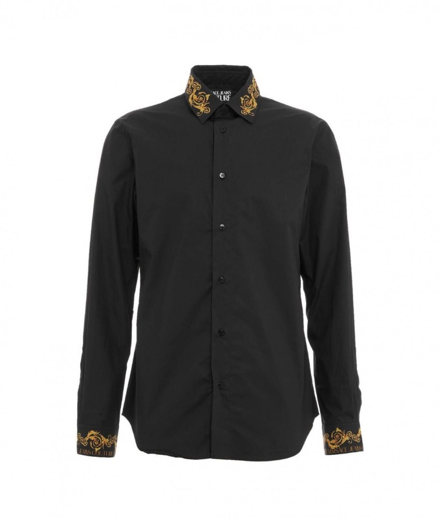 Versace Camicia Con Collo Stampato Nero Online