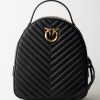 Pinko Zaino Love Click Trapuntato Chevron Nero-Antique Gold Best