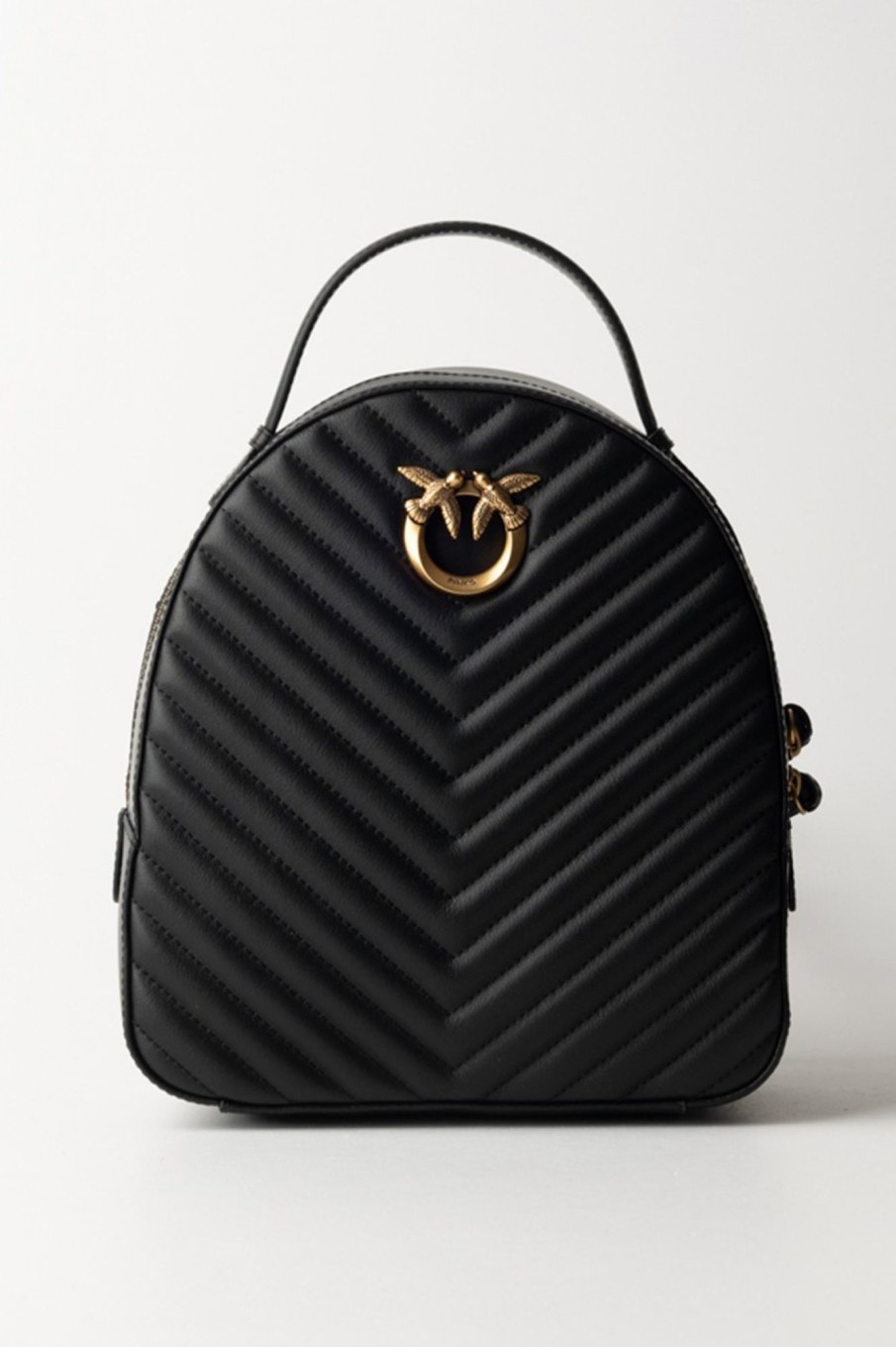 Pinko Zaino Love Click Trapuntato Chevron Nero-Antique Gold Best