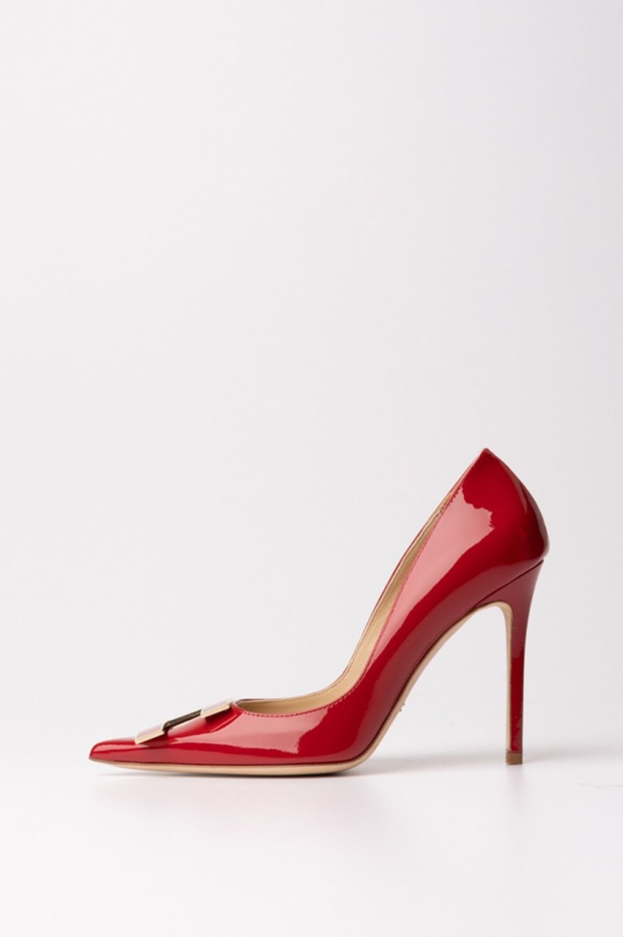 Elisabetta Franchi Pumps In Vernice Con Logo Red Velvet New