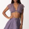 Elisabetta Franchi Top Reggiseno Con Tulle Ricamato Candy Violet Hot