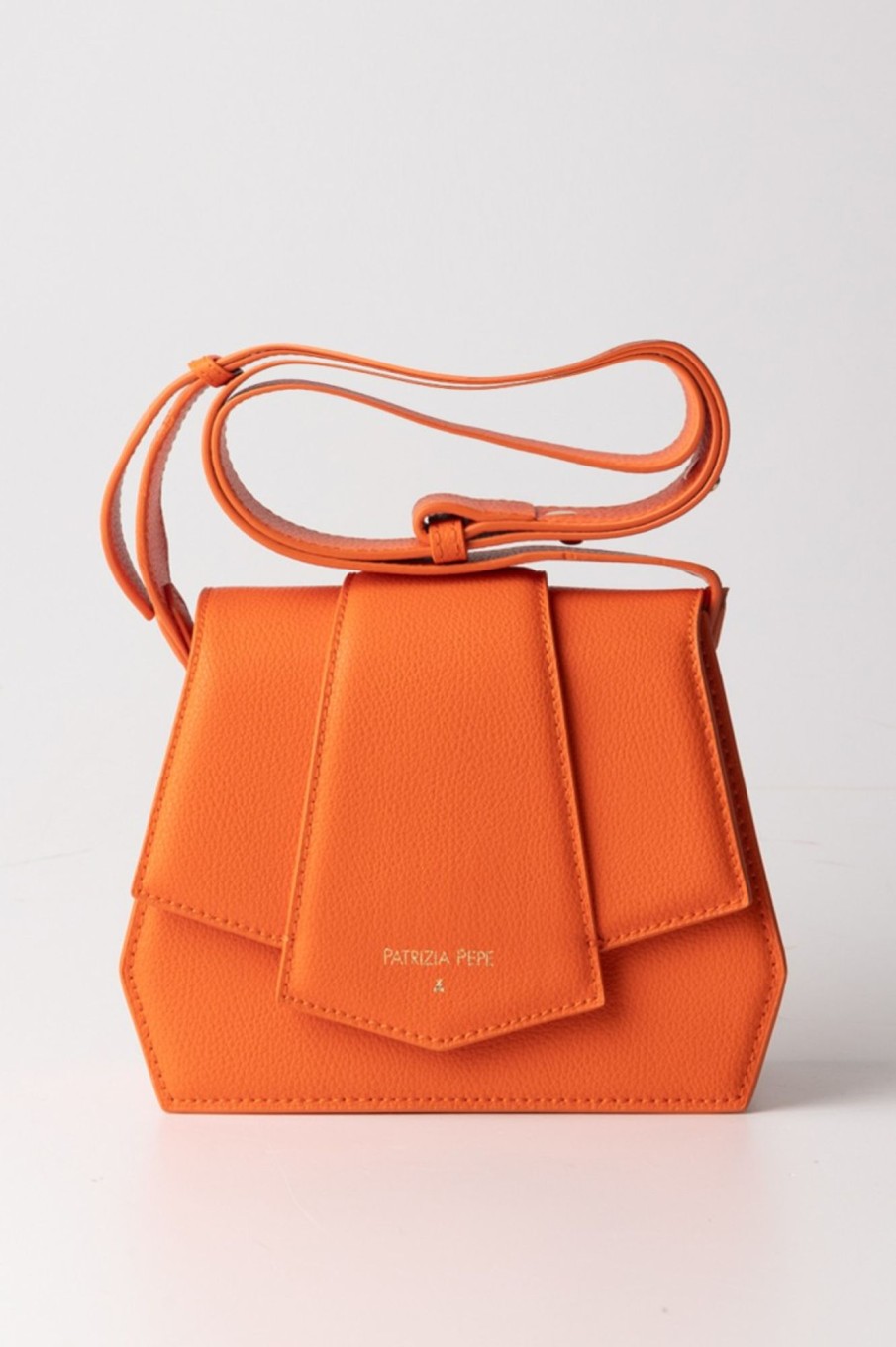 Patrizia Pepe Borsa Tracolla Con Zip E Patta Solar Orange New