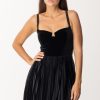 Elisabetta Franchi Miniabito In Velluto Con Gonna Pliss00E9 Nero Wholesale