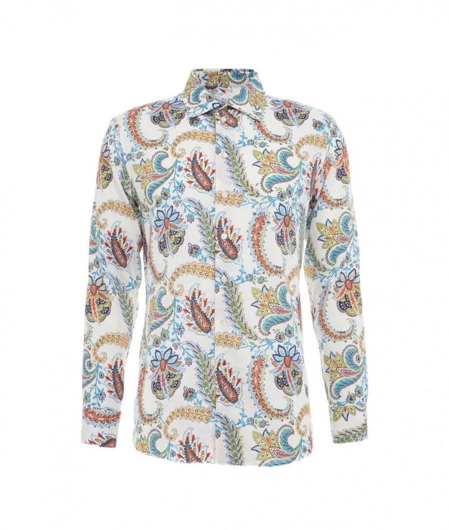 etro Camicia Con Stampa Bianco Hot