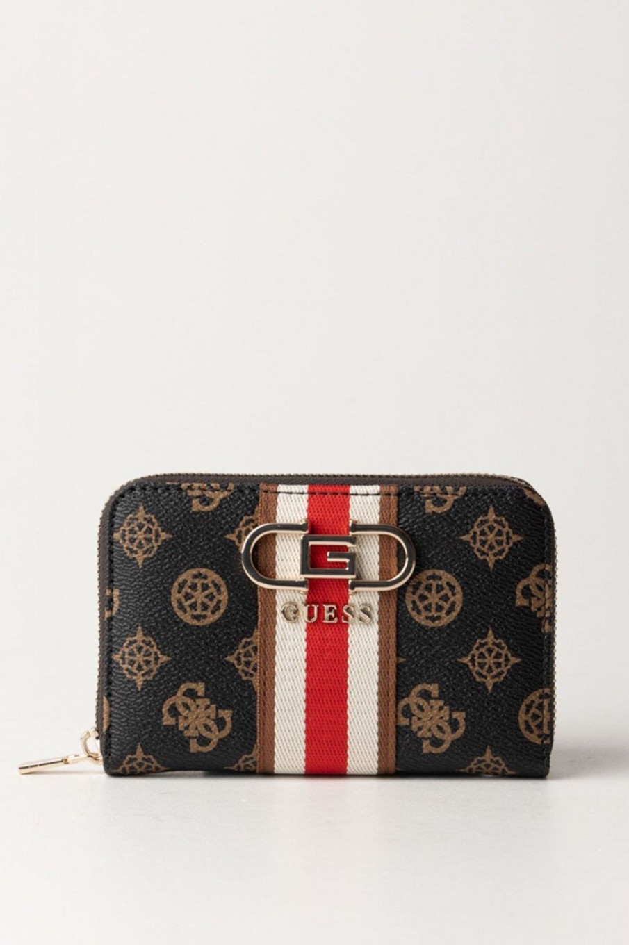 Guess Portafogli Piccolo Zip-Around Stampato Mocha Logo Online