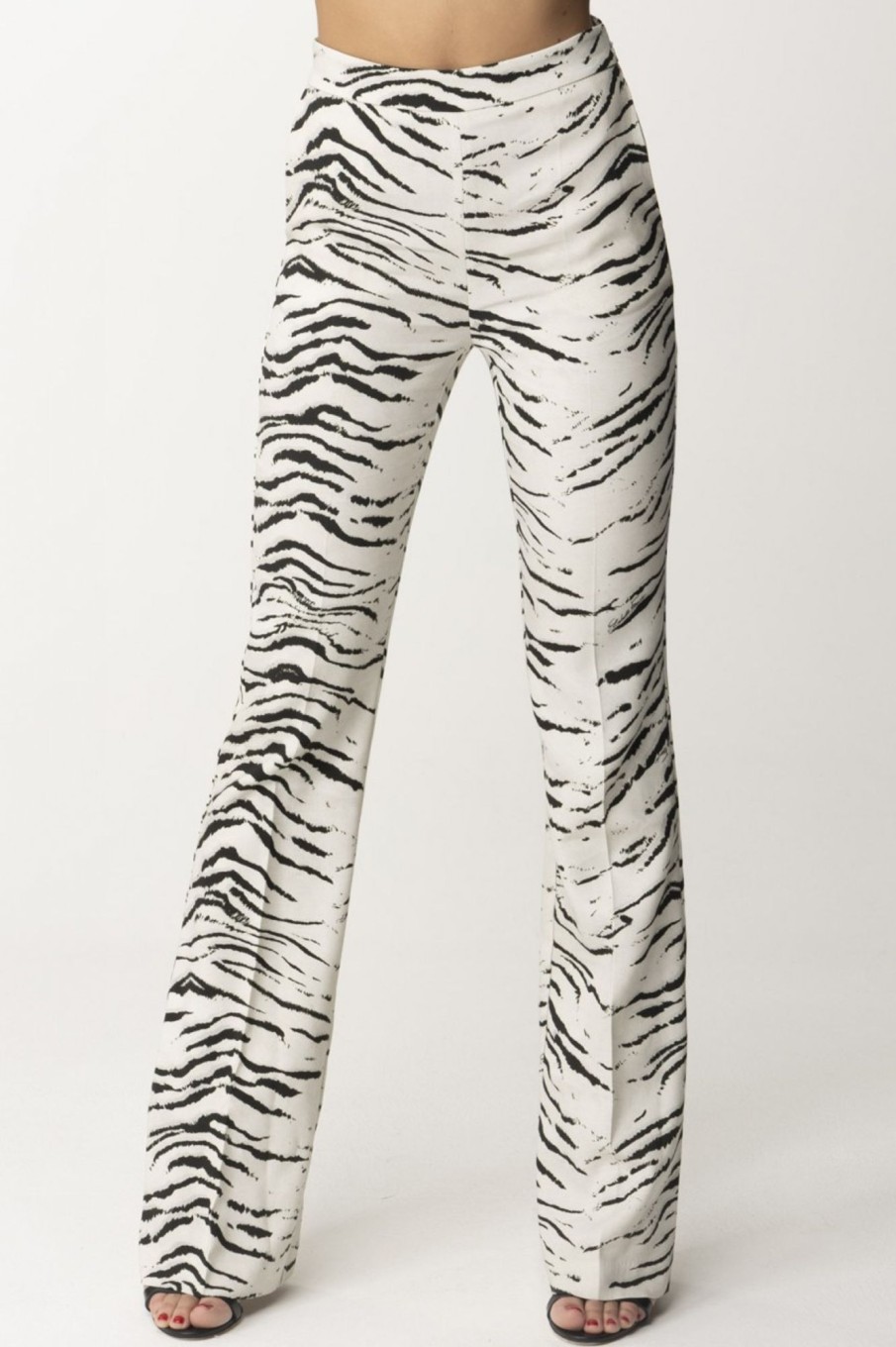 Elisabetta Franchi Pantalone Dritto Animalier Burro/Nero Online