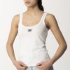 Elisabetta Franchi Top In Rayon Con Logo Avorio Online