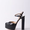 Elisabetta Franchi Sandali Laminati Con Plateau Nero Clearance