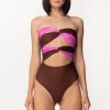 MALI BEACHWEAR Costume Intero In Lurex Con Cut-Out Bronzo/Fucsia Hot