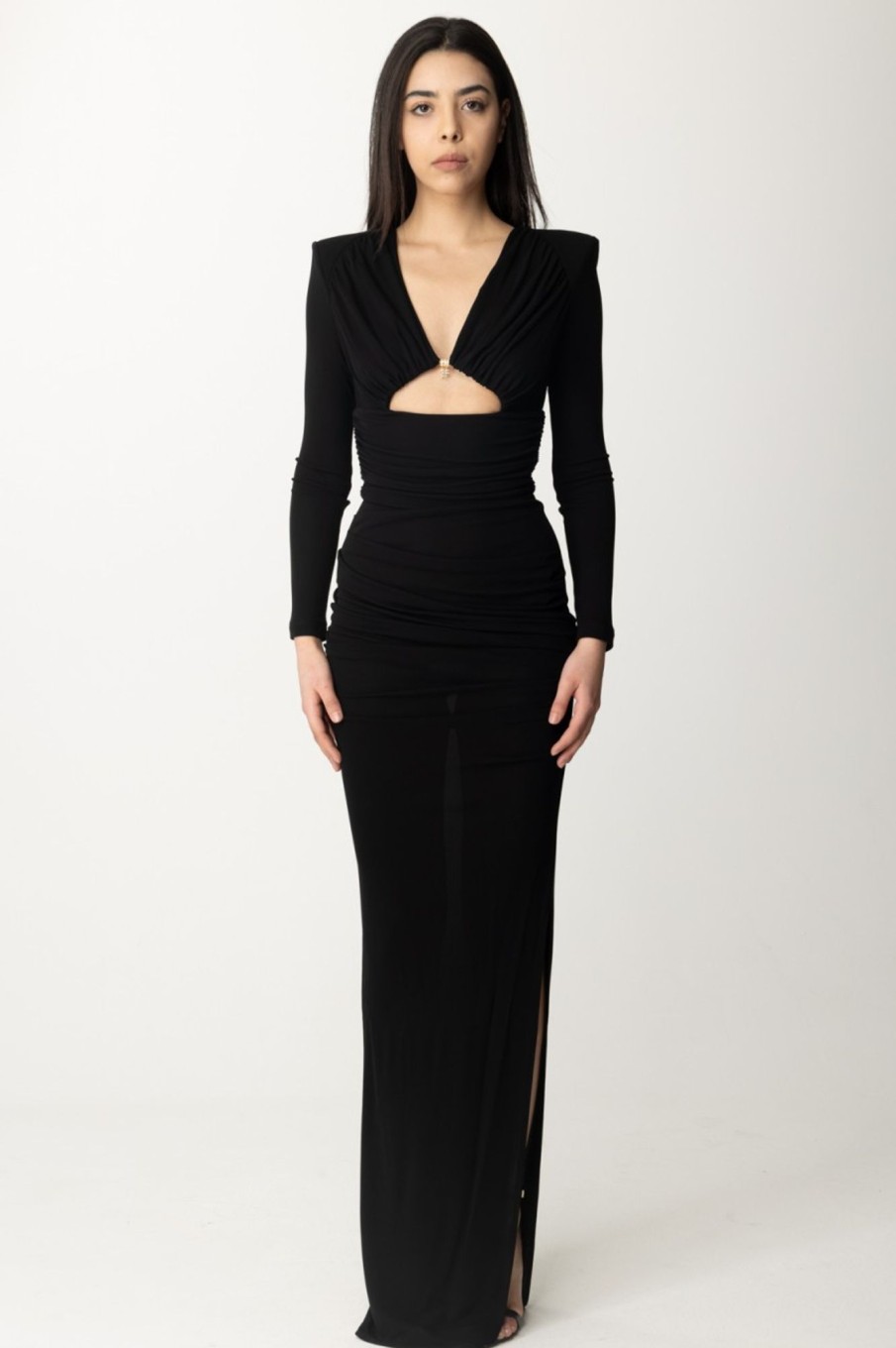 Elisabetta Franchi Abito Red Carpet Drappeggiato Con Cut-Out Nero Best