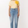 Patrizia Pepe T-Shirt Con Inserto Piumette Clarity Yellow New