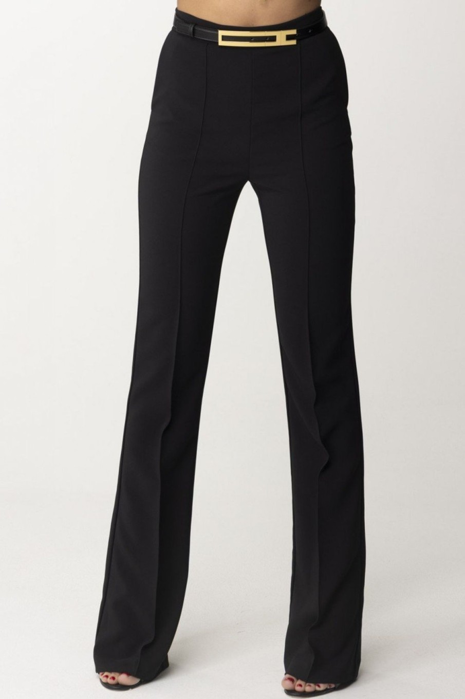 Elisabetta Franchi Pantalone In Cr00Eape Con Cintura Nero New