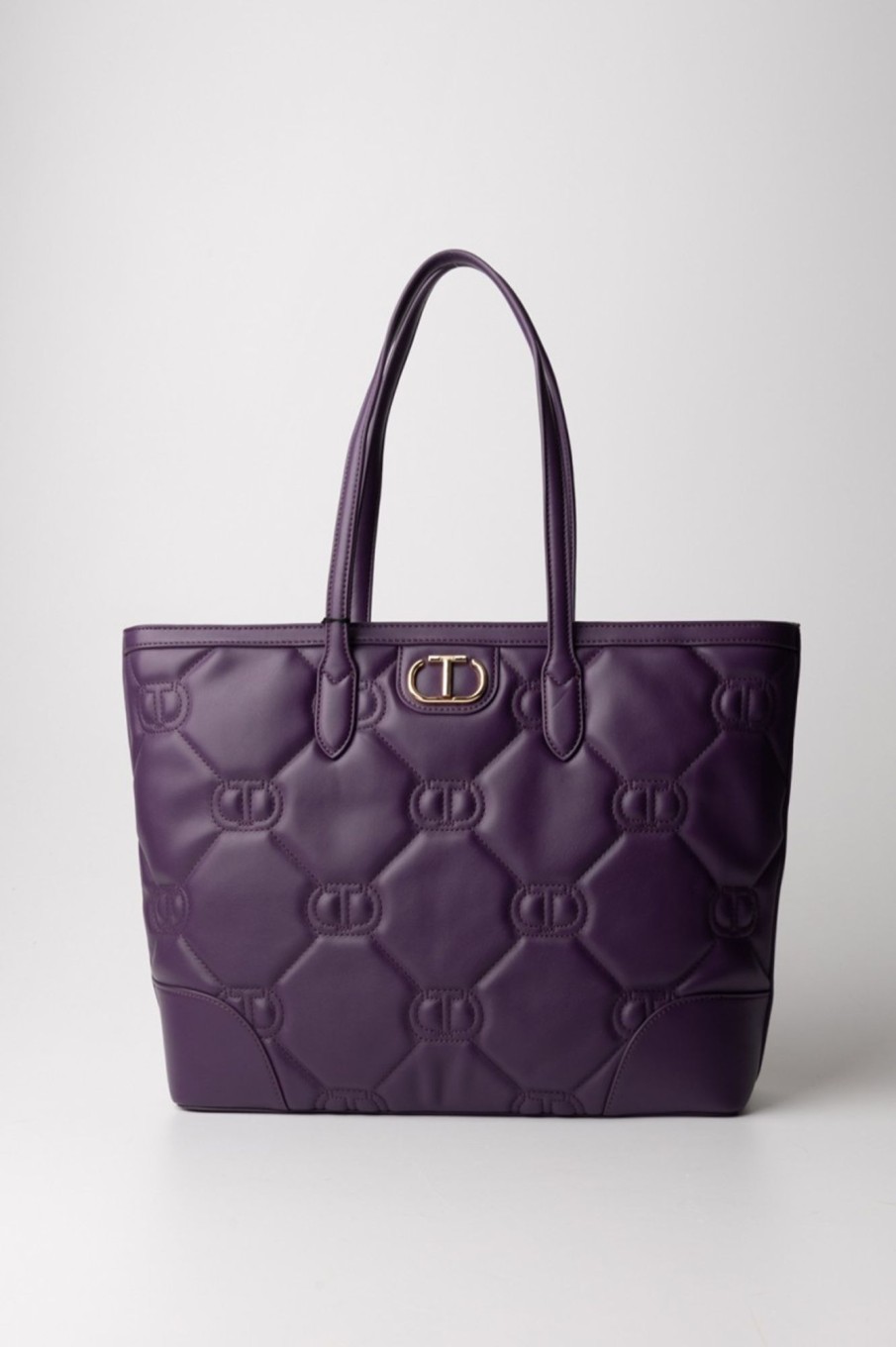 Twin-Set Shopper Con Logo Trapuntato Violetto Hot