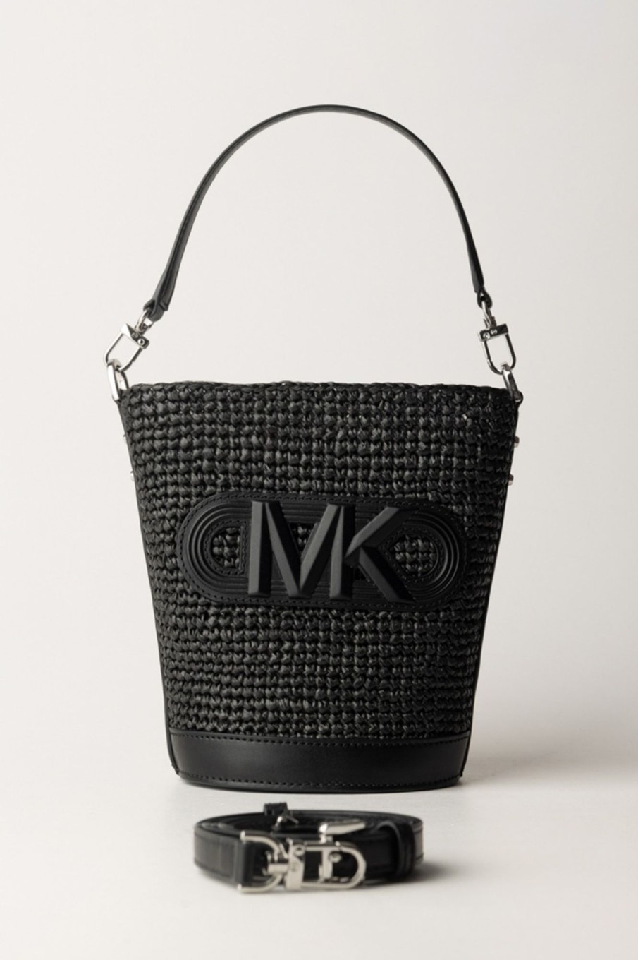 Michael Kors Borsa Bucket In Paglia Black/Black Online