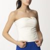 Patrizia Pepe Top Off-Shoulder Con Dettaglio Gold Raw White Online