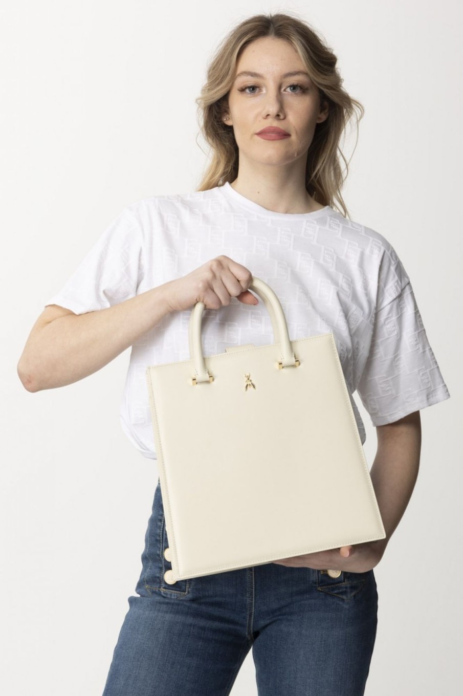 Patrizia Pepe Borsa A Mano Media Off White Wholesale