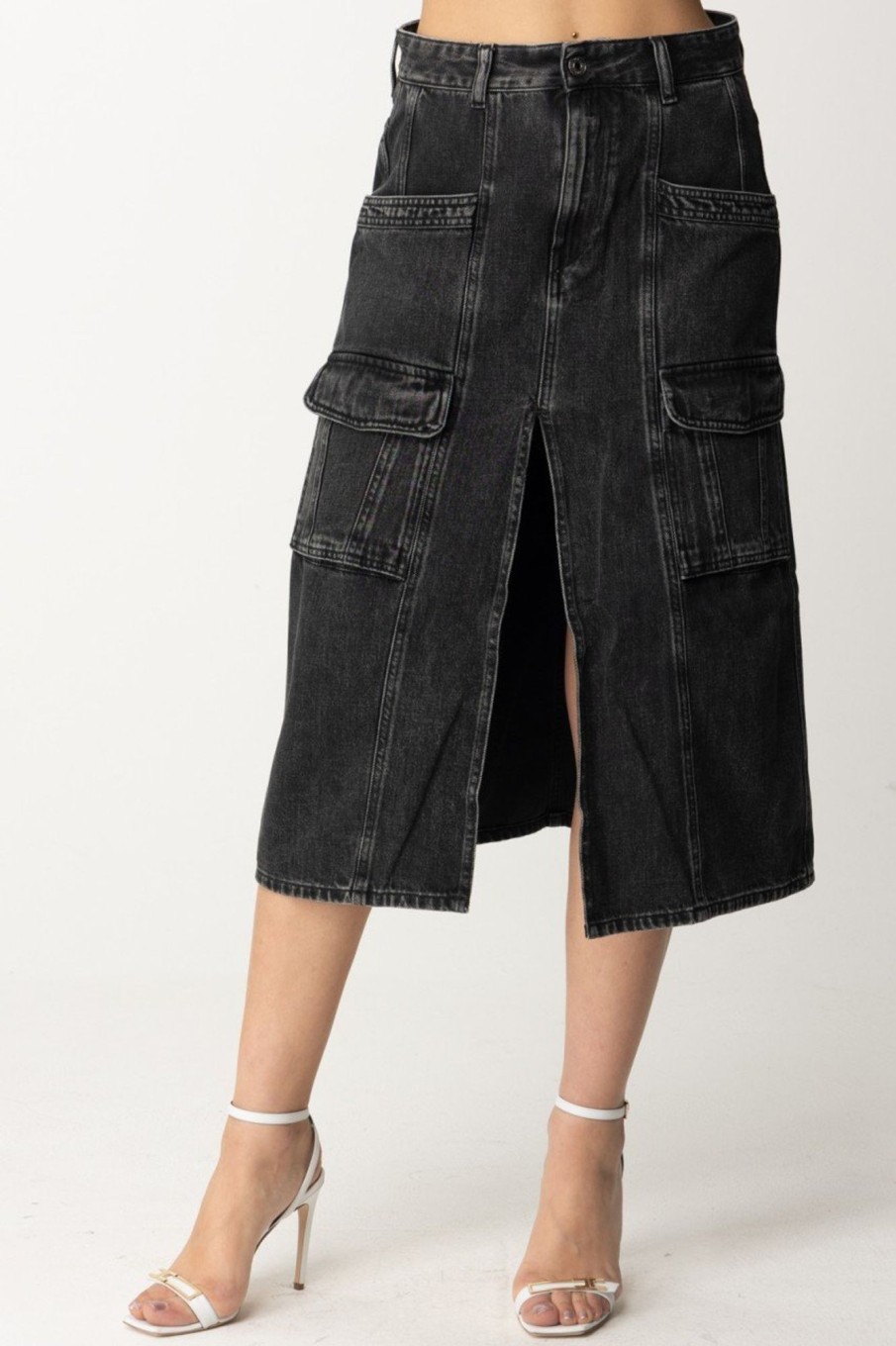 Replay Gonna Midi In Denim Con Tasconi Black Hot