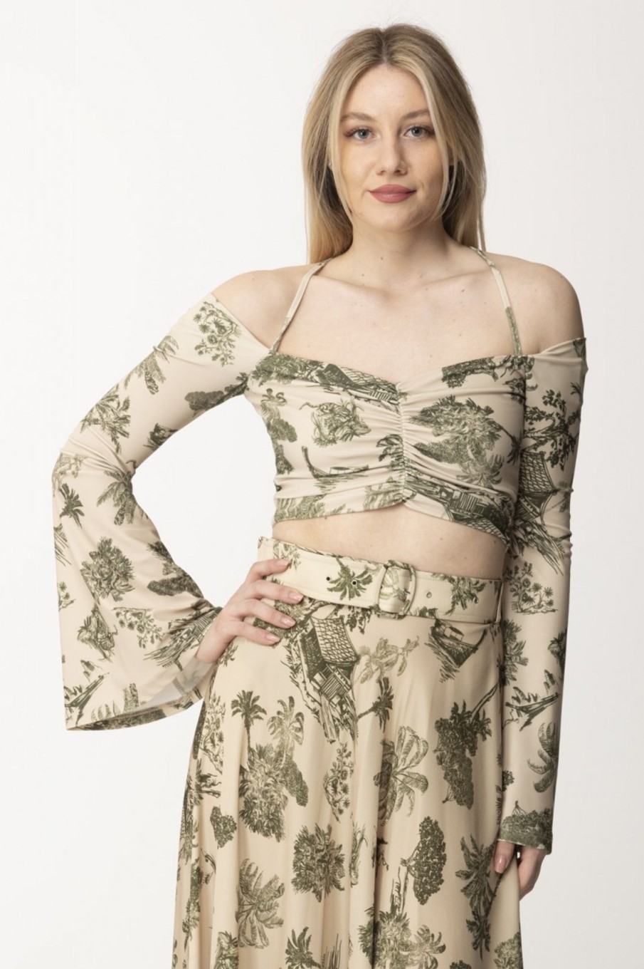 Aniye By Top Off-Shoulder Iry Con Intrecci Green Hawaii Hot