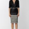 Elisabetta Franchi Gonna Midi In Simil Pelle E Tweed Nero New