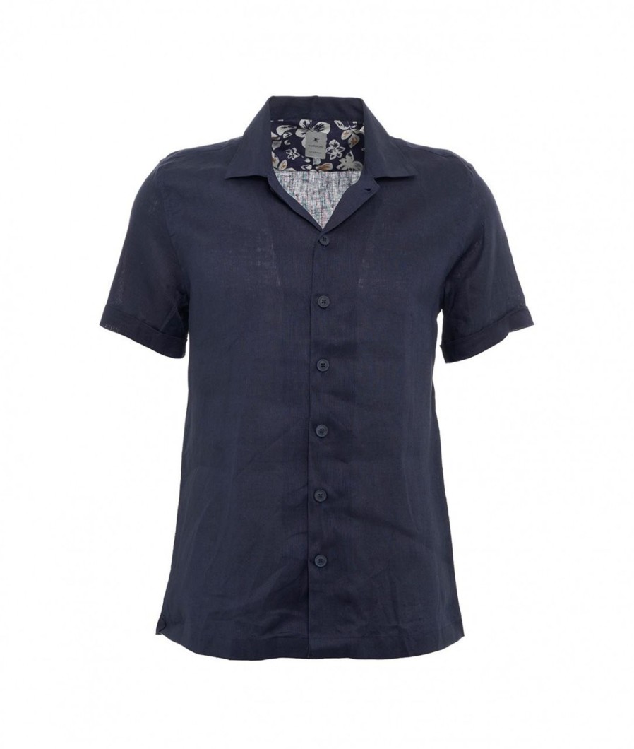 Bastoncino Camicia In Lino Blu Scuro Online