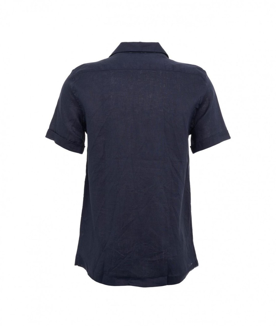 Bastoncino Camicia In Lino Blu Scuro Online