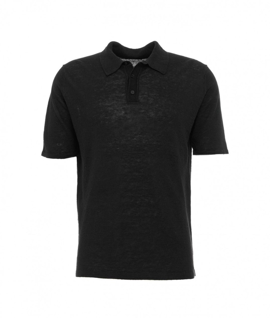 Roberto Collina Polo In Lino Nero Online