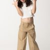 ELISABETTA FRANCHI BAMBINA Pantaloni In Canvas Con Piega Sand Best