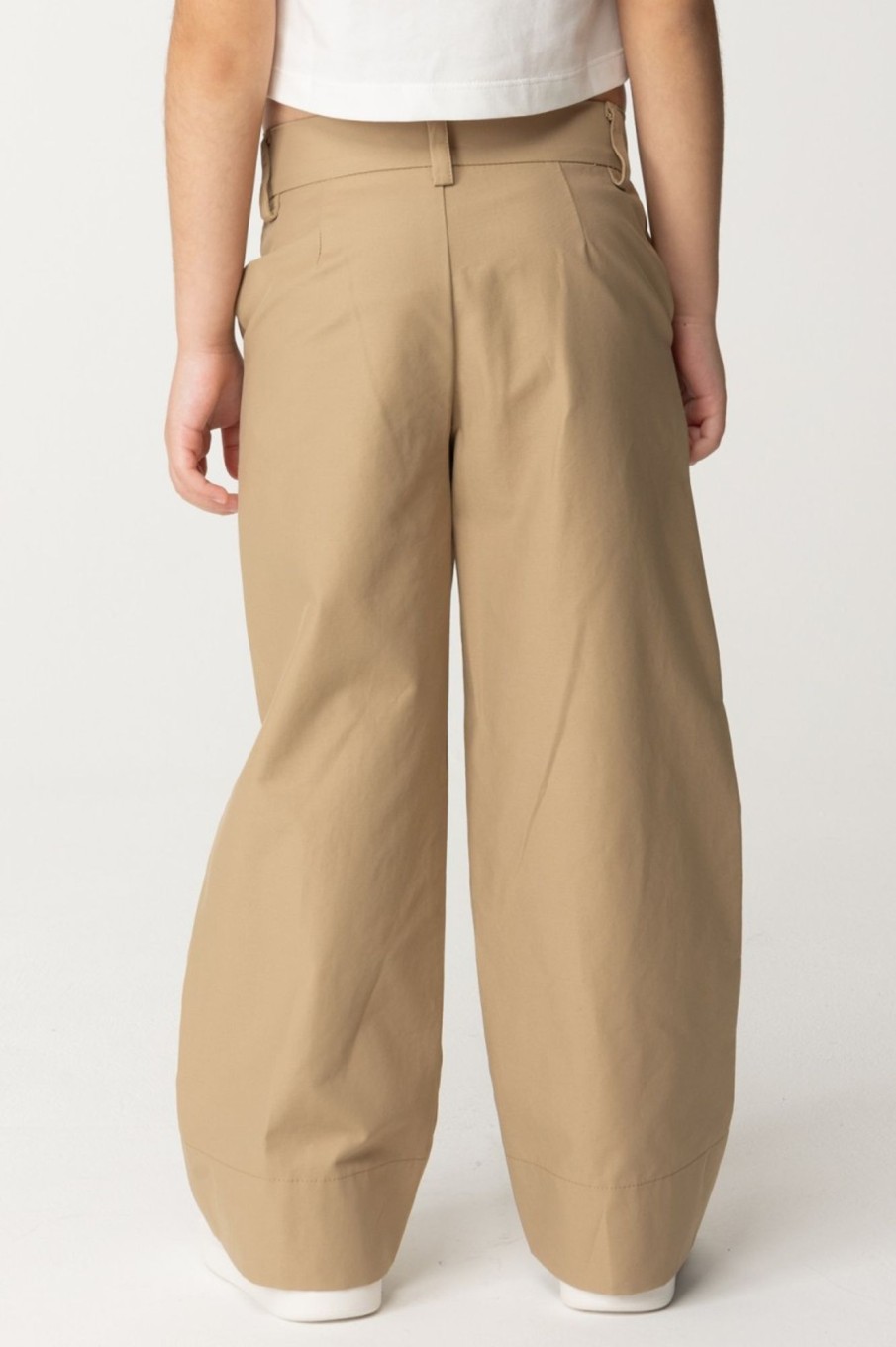 ELISABETTA FRANCHI BAMBINA Pantaloni In Canvas Con Piega Sand Best