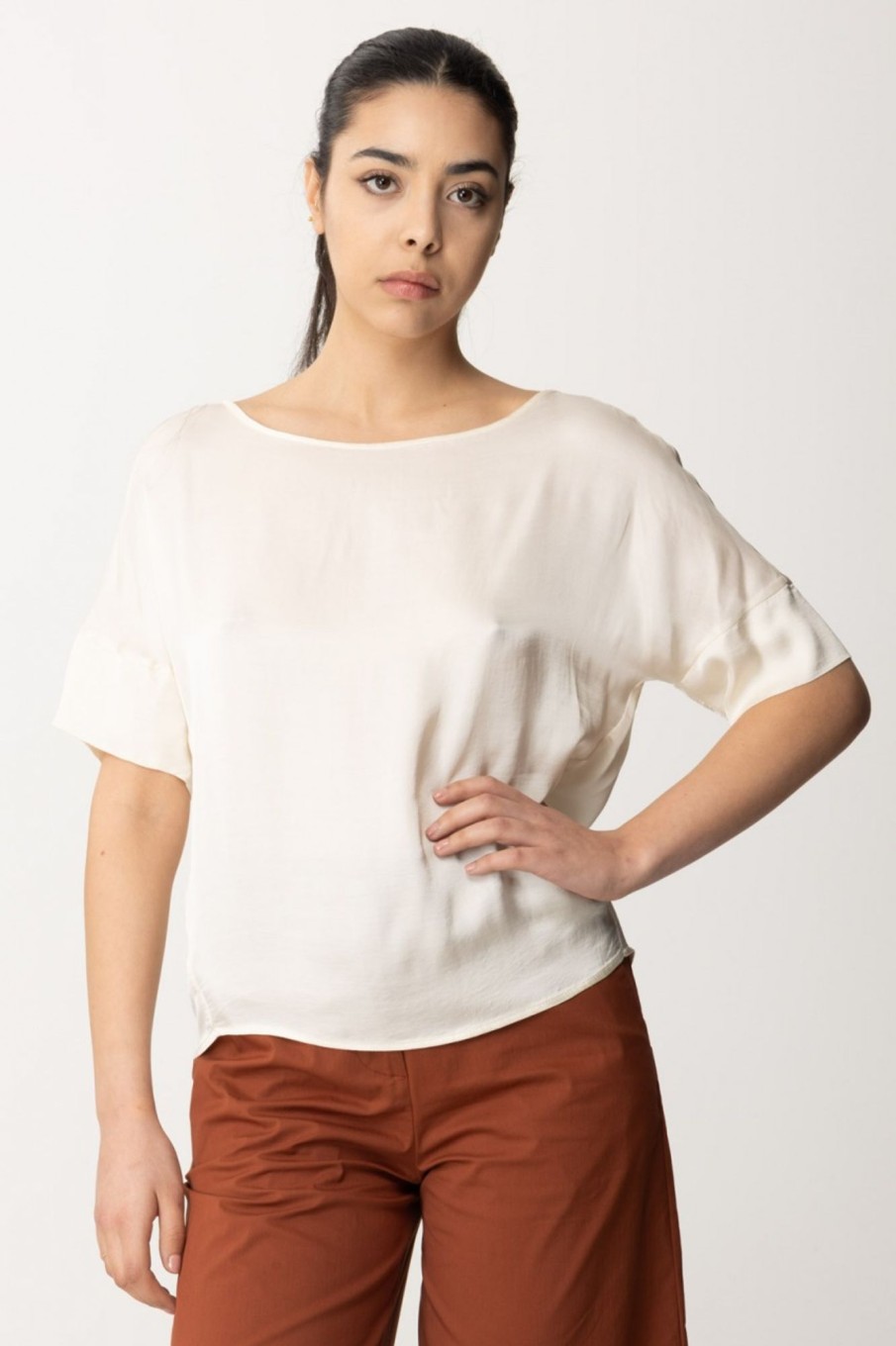 Alessia Santi Blusa In Raso Burro Online