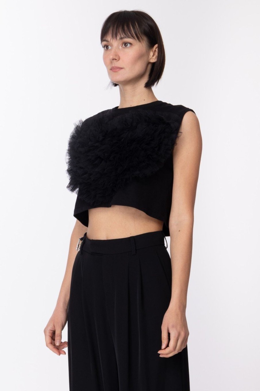 Aniye By Crop Top Dolly Con Tulle Black Online